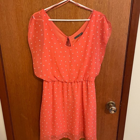 Coral Polka Dot Dress - Picture 1 of 2